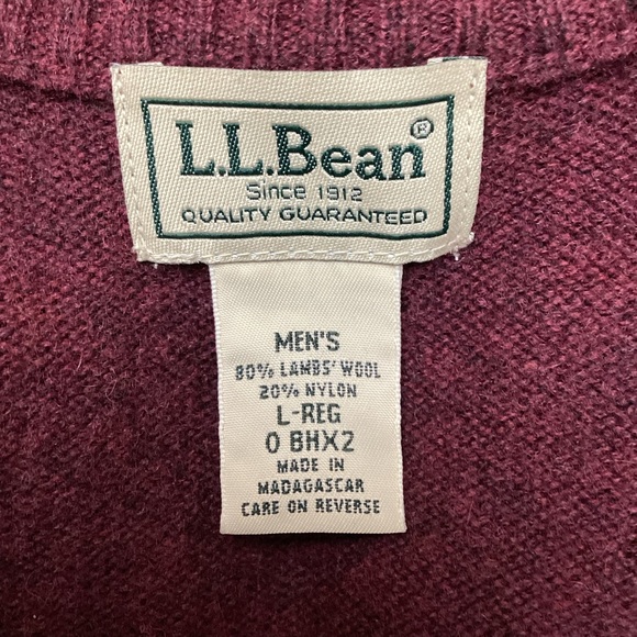 L.L.Bean Lambswool Mens Large Sweater Cranberry - Picture 9 of 13